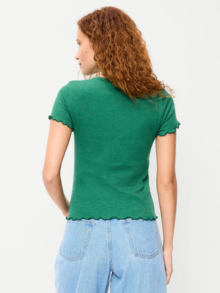 Fitted Waffle-Knit Cropped T-Shirt.