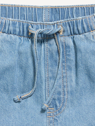 Pull-On Super Baggy Wide-Leg Denim Jeans for Girls.