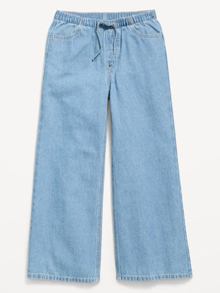 Pull-On Super Baggy Wide-Leg Denim Jeans for Girls.