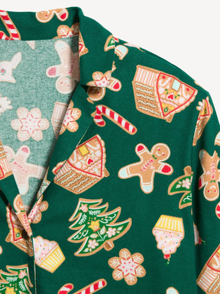 Conjunto de pantalón de pijama de franela estampado de mujer.