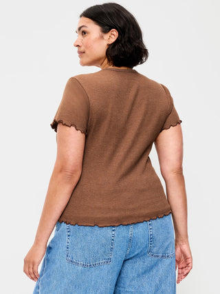 Fitted Waffle-Knit Cropped T-Shirt.