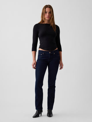 Jeans slim rectos de tiro bajo, estilo años 90.