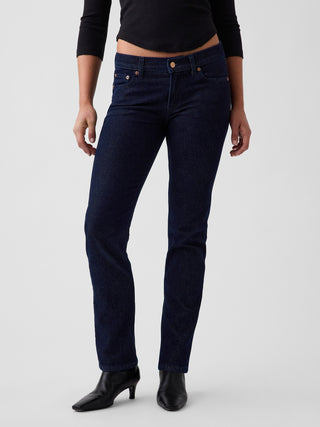 Jeans slim rectos de tiro bajo, estilo años 90.
