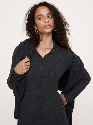 Ribbed Buttoned Sweater Dress.