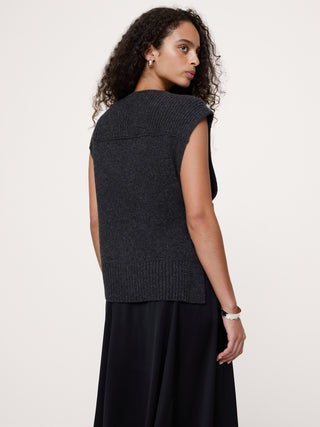 Wool-Cashmere Side-Snap Sweater Vest.