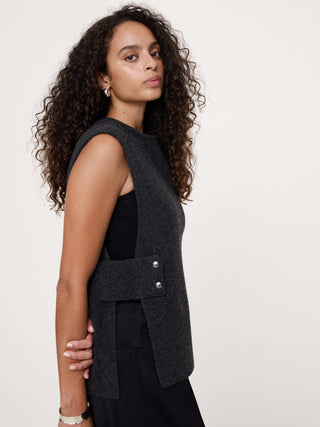 Wool-Cashmere Side-Snap Sweater Vest.