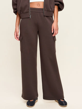 High-Waisted Bounce Fleece Wide-Leg Cargo Sweatpants.