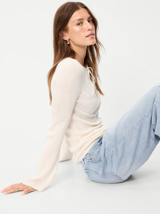 Bell-Sleeve Keyhole Top.