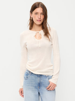 Bell-Sleeve Keyhole Top.