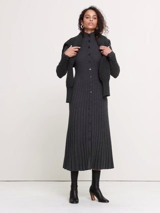 Ribbed Buttoned Sweater Dress.