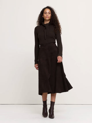 Merino-Cotton Tie-Neck Sweater.