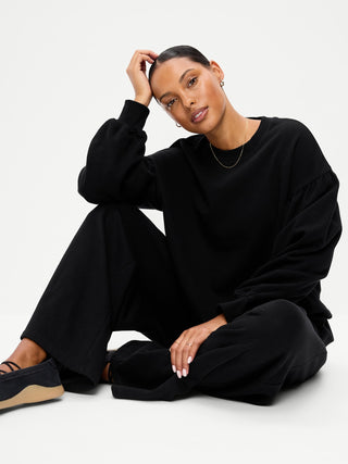 SoComfy Oversized Puff-Sleeve Cropped Sweatshirt.