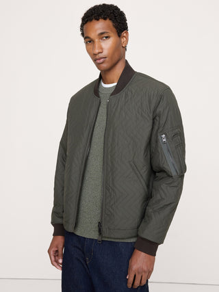 Herringbone Reversible Quilted Bomber Jacket.