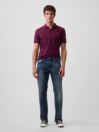 Playera polo de piqué elástico.