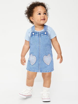 Printed Denim Skirtall Dress for Baby.