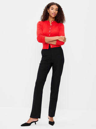 Pantalones de sarga de talle extra alto y pierna recta.