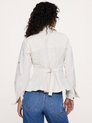 Stretch-Cotton Pleated-Waist Top.