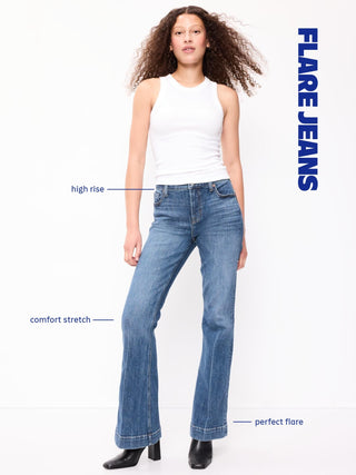 Jeans de tiro alto acampanados.