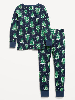 Conjunto de pijama de ajuste ceñido 100% algodón estampado para niños pequeños y bebés.