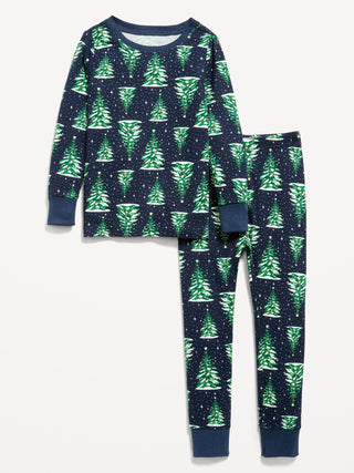 Conjunto de pijama de ajuste ceñido 100% algodón estampado para niños pequeños y bebés.