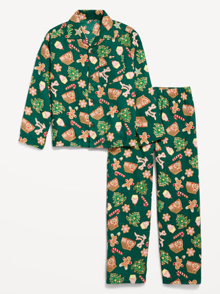 Conjunto de pantalón de pijama unisex de franela estampado para niños.
