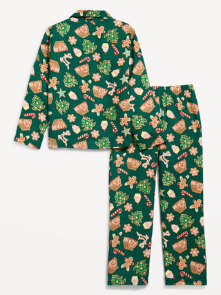 Conjunto de pantalón de pijama unisex de franela estampado para niños.
