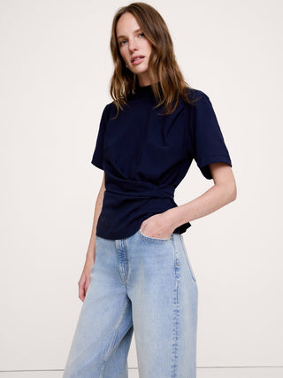 Stretch-Cotton High-Neck Top.