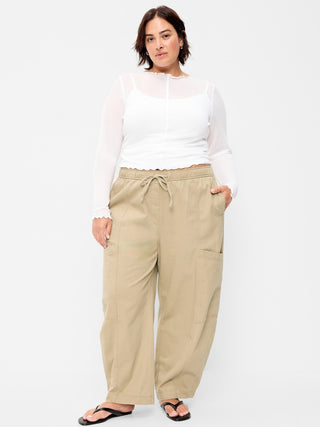 Mid-Rise Barrel-Leg Utility Pants.