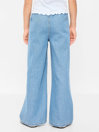 Pull-On Super Baggy Wide-Leg Denim Jeans for Girls.