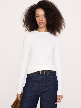 Luxe Wool-Blend Crew-Neck Top.