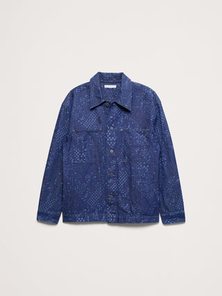Relaxed-Fit Italian Printed Denim Overshirt.