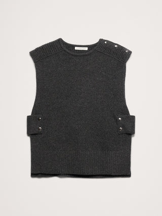Wool-Cashmere Side-Snap Sweater Vest.