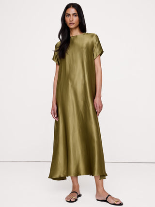 Aurelia Italian Satin Trapeze Dress.