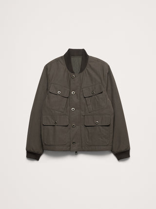 Herringbone Reversible Quilted Bomber Jacket.