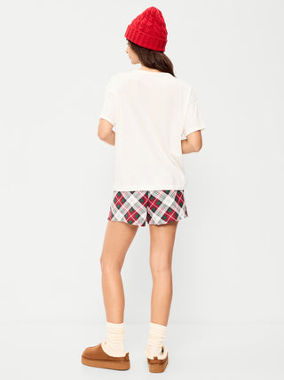 Pantalones cortos tipo bóxer de franela para mujer.