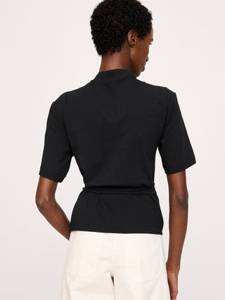 Stretch-Cotton High-Neck Top.