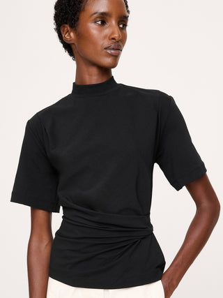 Stretch-Cotton High-Neck Top.
