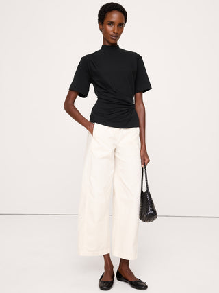 Stretch-Cotton High-Neck Top.