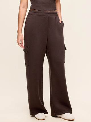 High-Waisted Bounce Fleece Wide-Leg Cargo Sweatpants.