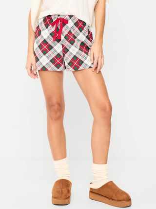 Pantalones cortos tipo bóxer de franela para mujer.