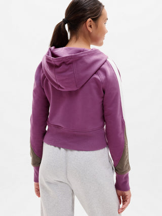 Athleta Girl All Day Colorblock Full Zip Shrunken Hoodie.