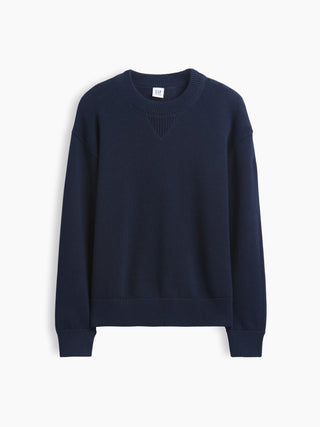 Suéter de cuello redondo para niños, 100% algodón, corte relajado.