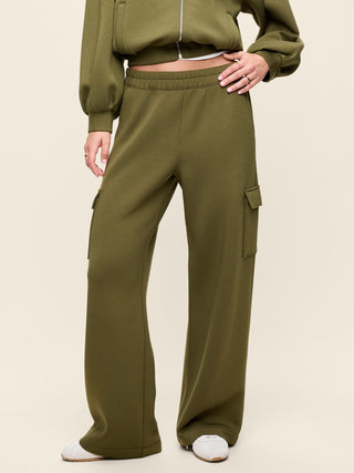 High-Waisted Bounce Fleece Wide-Leg Cargo Sweatpants.