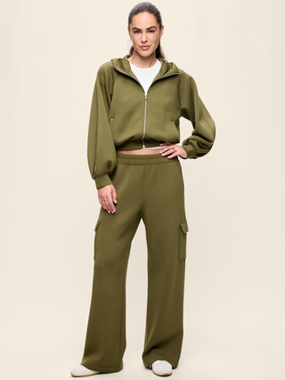 High-Waisted Bounce Fleece Wide-Leg Cargo Sweatpants.
