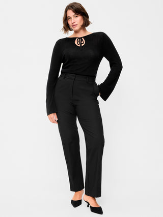Pantalones de sarga de talle extra alto y pierna recta.