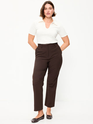 Pantalones de sarga de talle extra alto y pierna recta.
