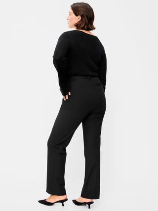Pantalones de sarga de talle extra alto y pierna recta.