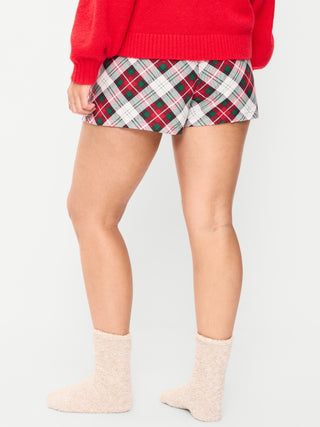 Pantalones cortos tipo bóxer de franela para mujer.