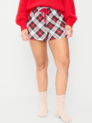 Pantalones cortos tipo bóxer de franela para mujer.