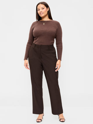 Pantalones de sarga de talle extra alto y pierna recta.